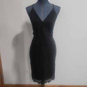 Black Sleeveless V-Neck Slip Dress